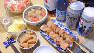 【ファミマ宅飲み】【コメント返し】もも塩と肉じゃがと竹の子の土佐煮【昨日の晩酌】