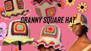 Simple granny square bucket hat