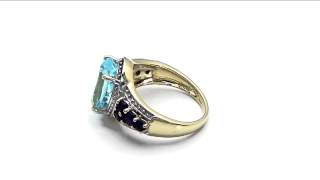 Johareez 6.07CTW Genuine Blue Topaz \u0026 Blue Sapphire 14K Yellow Gold Plated .925 Sterling Silver Ring