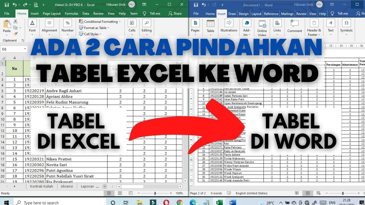 Cara Memindahkan Tabel Dari Excel Ke Word Lengkapgambar Images Cloud ...