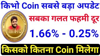 kibho किसको कितना Coin मिलेगा 1.66% से 0.25% तक | kibho leatest Update  @tradingrks #kibhocoin