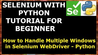 #32 How to Handle Multiple Windows in Selenium WebDriver |Selenium with Python tutorial for Beginner