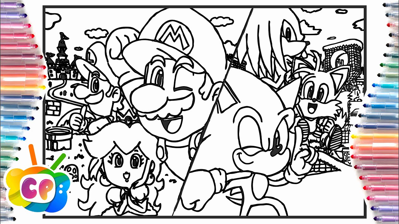 Mario And Sonic Coloring Pages Super Mario Sonic Pokemon 3 In 1