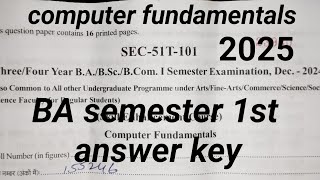 computer fundamentals 2025 BA semester first answer key 🤩🤩