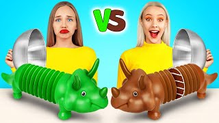Chocolate Vs Real Food Challenge | Bubble Gum & Chocolate Cake Competition by X-Challenge