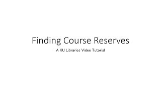 Finding Course Reserves