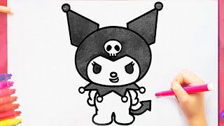how to draw KUROMI from hello kitty