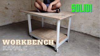 DIY cara membuat workbench meja kerja dari baja ringan, dengan top table multiplek dan roda