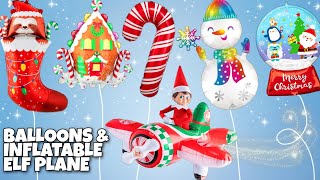 Helium Christmas Balloons \u0026 Inflatable Elf on the Shelf Airplane - HEB Texas Helium Blow ups