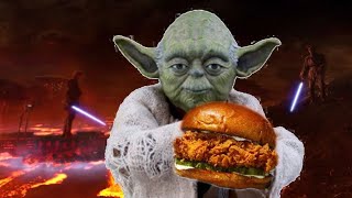 [ASMR] Yoda eats a Popeyes Chicken sandwich as Anakin burns on Mustafar