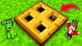 JJ and Mikey Build Secret TINY BASE Inside TRAPDOOR in Minecraft - Maizen