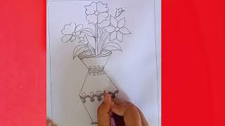 Flower Pot Drawing easy//Flower Vase Drawing // #trending #video #art #flowers