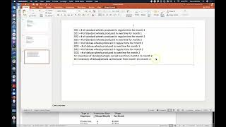 Linear Programming (Production Scheduling) Formulation