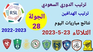 ترتيب الدوري السعودي وترتيب الهدافين ونتائج مباريات اليوم الثلاثاء 23-5-2023 من الجولة 28