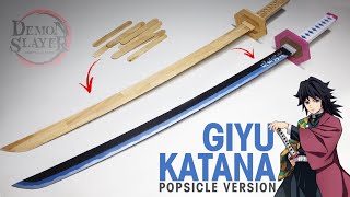 EASY & SIMPLE DIY | Making Giyu Tomioka Katana using Popsicle -  w/Template | WITHOUT POWERTOOLS