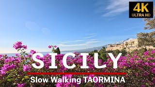 Slow Walking Sicily   I   Walking along the cliff road Taormina   I  시칠리의 심장 타오르미나를 함께 걸어요