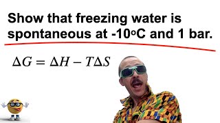 Show that Freezing Water is Spontaneous at -10 deg C || Gibbs Energy Equation 🧊