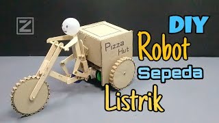 Ide kreatif membuat robot sepeda listrik dari stik es krim dan kardus|mainan