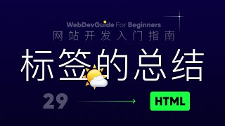 [网站开发入门指南29] 标签们的复习与总结 ｜ html css 零基础入门教程