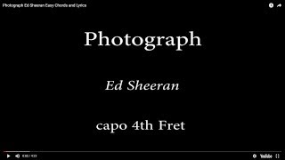 Photograph - Ed Sheeran Easy Chords and  Lyrics (4th fret)
