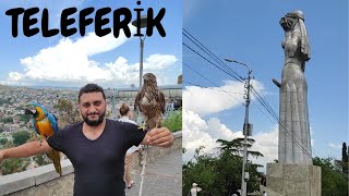 CABLE CAR AND PROTECTIVE MAIN STATUE OF GEORGIANS IN GEORGIA