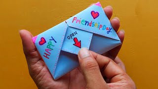 DIY - SURPRISE MESSAGE CARD FOR FRIENDSHIP DAY/Pull Tab Origami Envelope Card/ friendship day card