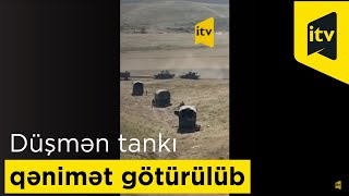 Müharibə kadrları: düşmən tankı qənimət götürülüb