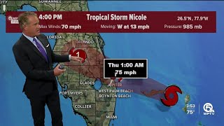 Tropical Storm Nicole forecast, 4 p.m. Nov. 9, 2022