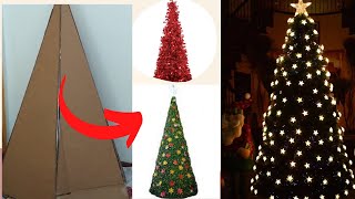 Árbol de Navidad  hecho con cartón reciclado 🎄 Fácil y rápido Árbol de navidad !!