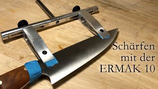 Ermak 10 knife sharpening, CBN stones, guided sharpener, SchleifJunkies, cutting edge, knife making