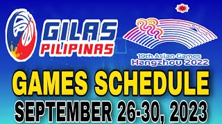 Gilas pilipinas games schedule for asian games september 26-30, 2023