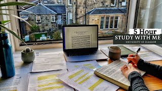 5 HOUR STUDY WITH ME  | Background noise, Bird Chirping,10-min break, No Music, Study with Merve