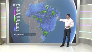 Previsão do tempo | Brasil 15 dias | Centro-Norte com chuva, enquanto Centro-Sul segue seco