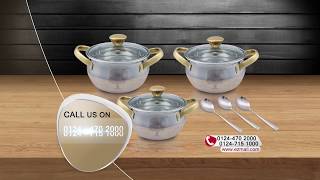 Ezmall | 3Pc. Stainless Steel Handi Set with Lids + 3 Serving Spoons