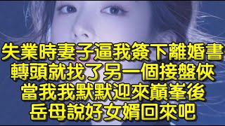 失业时妻子逼我签下离婚书，转头就找了另一个接盘侠，当我我默默迎来巅峰后，岳母说好女婿回来吧