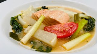 Sinigang na Salmon Recipe 🇵🇭 Filipino Tamarind Soup with Salmon | I COOK 4 U