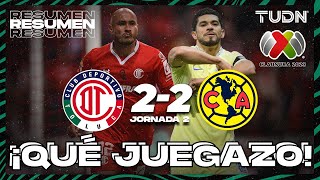 Resumen y goles | Toluca 2-2 América | Liga Mx - CL2023 J2 | TUDN