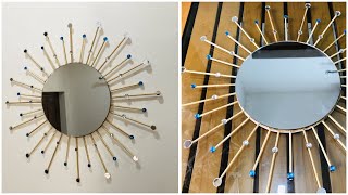 Mirror DIY wall hanging/wall decoration ideas 💡/sunburst/homedecor/creative/less cost craft