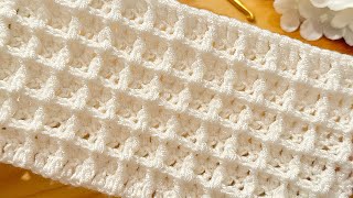 Crochet Waffle Stitch - Easiest Tutorial, How to Crochet For Beginners, Crochet Baby blanket