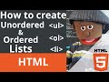 Lists in html | Create an unordered list or ordered list in html | html tutorial for beginners
