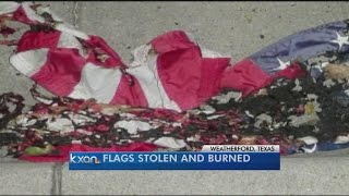 US flags burned after being taken from Texas homes