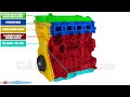 engine structure and name of parts gradual engine disassembly in 3d animation