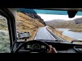 pov driving norway. movement in a column in the mountains e134