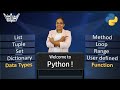 Data Types in Python | Learn Basics - List, Tuple, Set, Dictionary, Function,  Method, Loop & Range
