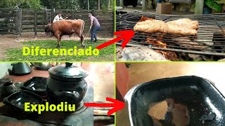 Almoço em família, Capamos o boi e assamos os bagos, a forma de barro explodiu