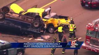 MassDOT worker seriously hurt on Route 128 in Dedham