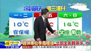 20160215中天新聞　【氣象】寒流影響氣溫低　最低溫淡水7.7度