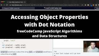 Accessing Object Properties with Dot Notation (Basic JavaScript) freeCodeCamp tutorial
