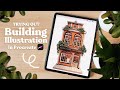 I tried drawing buildings (and enjoyed it?) 🏡 | Testing new art styles in Procreate