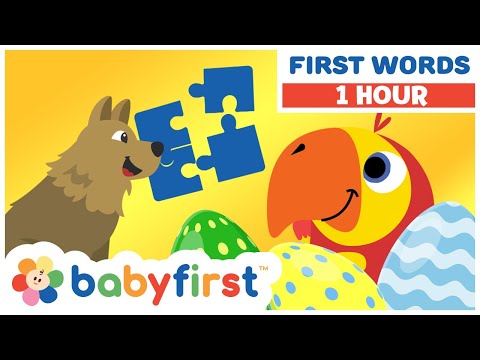 Toddler Learning Video w Color Crew & Larry Baby Learning First Words & ABC 1 Hour BabyFirstTV